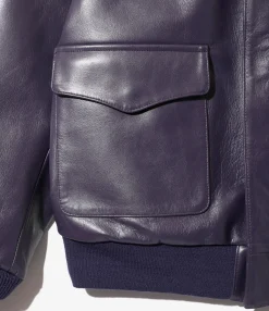 A-2 Jacket - Purple - Cowhide Lthr.