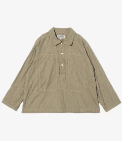 Army Pop Over Shirt - H. Grey Cotton Chambray