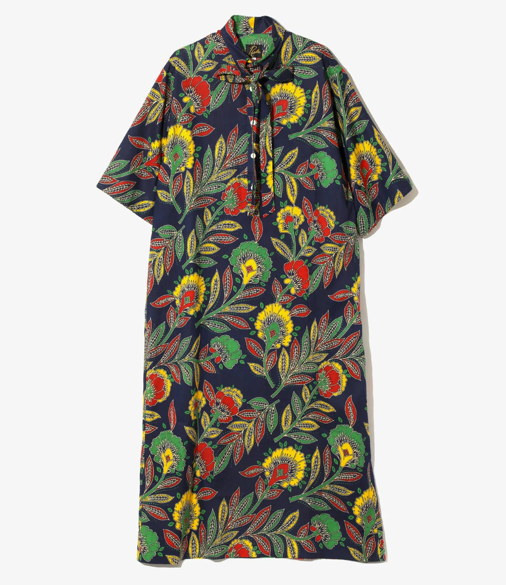 Ascot Collar Dress - Botanical - Printed Cotton Lawn