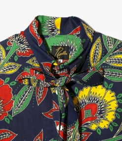 Ascot Collar Dress - Botanical - Printed Cotton Lawn