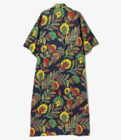 Ascot Collar Dress - Botanical - Printed Cotton Lawn