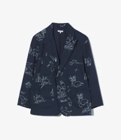 Bedford Jacket - Navy Animal Print 6.5oz Flat Twill