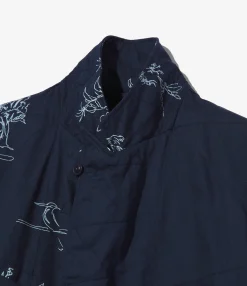 Bedford Jacket - Navy Animal Print 6.5oz Flat Twill