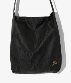 Book Bag - Black - Python Jacquard Sateen
