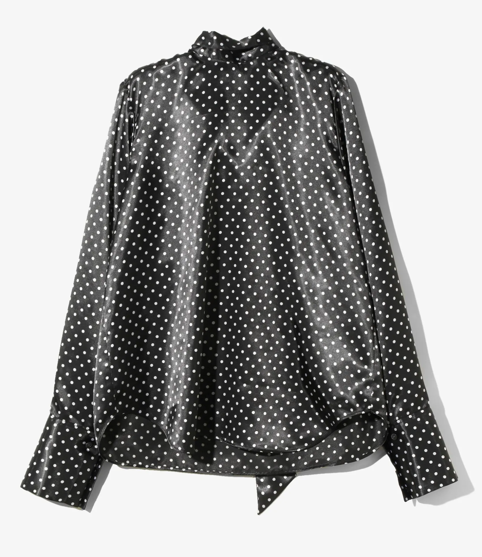 Bow Blouse - Black - Polka Dots Sateen