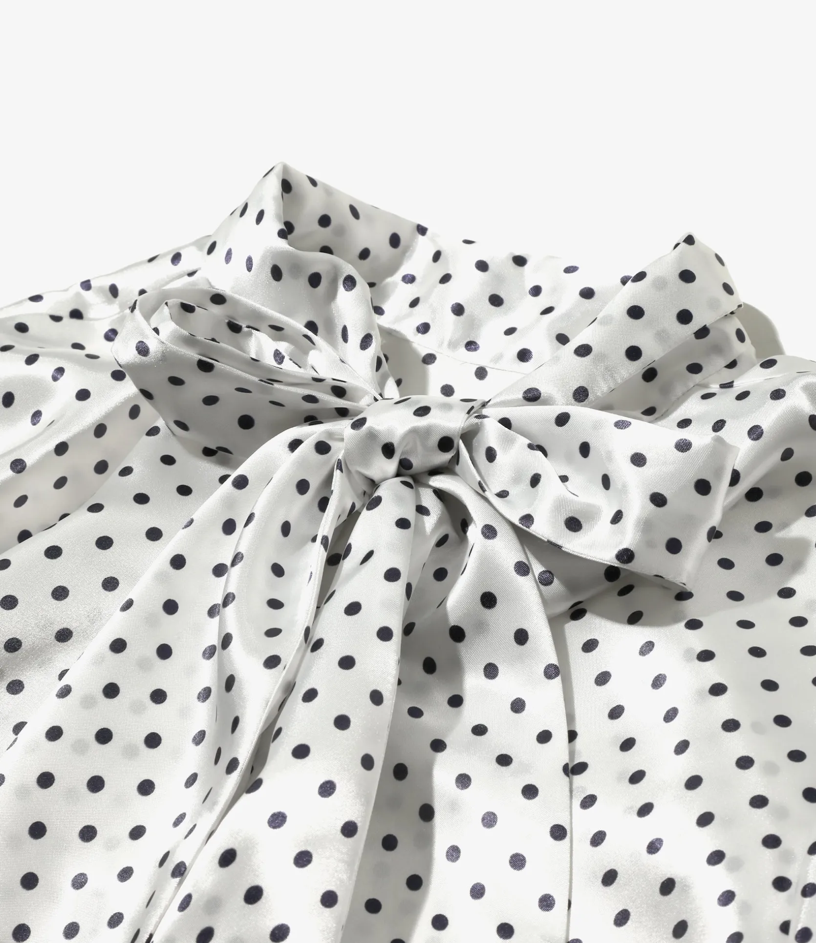 Bow Blouse - White - Polka Dots Sateen