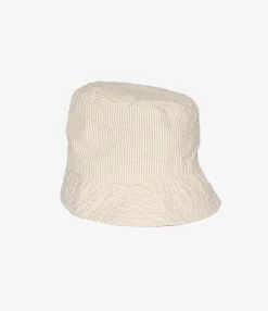 Bucket Hat - Beige Cotton Seersucker Stripe