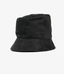 Bucket Hat - Black Polyester Fake Suede
