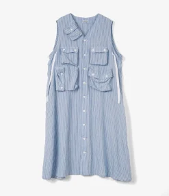 C-1 Dress - Blue Narrow Stripe