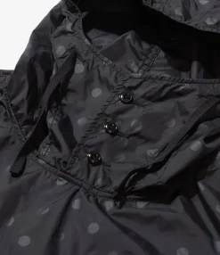 Cagoule Shirt - Black Nylon Polka Dot Printed Taffeta
