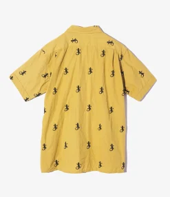 Camp Shirt - Khaki Gecko Embroidery