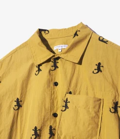 Camp Shirt - Khaki Gecko Embroidery
