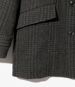 Car Coat - Charcoal - Wool Glen Plaid