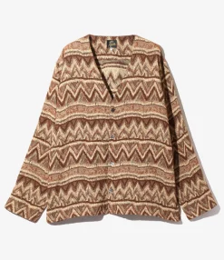 Cardigan Jacket - Bordeaux - AC/R/W/N Zigzag Stripe Jq.