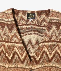 Cardigan Jacket - Bordeaux - AC/R/W/N Zigzag Stripe Jq.