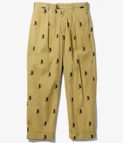 Carlyle Pant - Khaki Gecko Embroidery