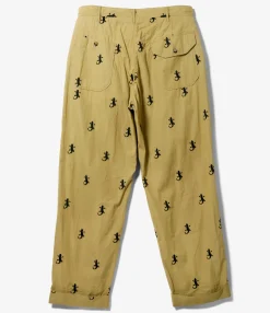 Carlyle Pant - Khaki Gecko Embroidery