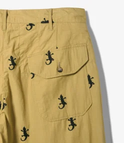 Carlyle Pant - Khaki Gecko Embroidery