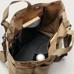 Carry-all Beach Bag - Canvas Nylon - Khaki (black pocket)