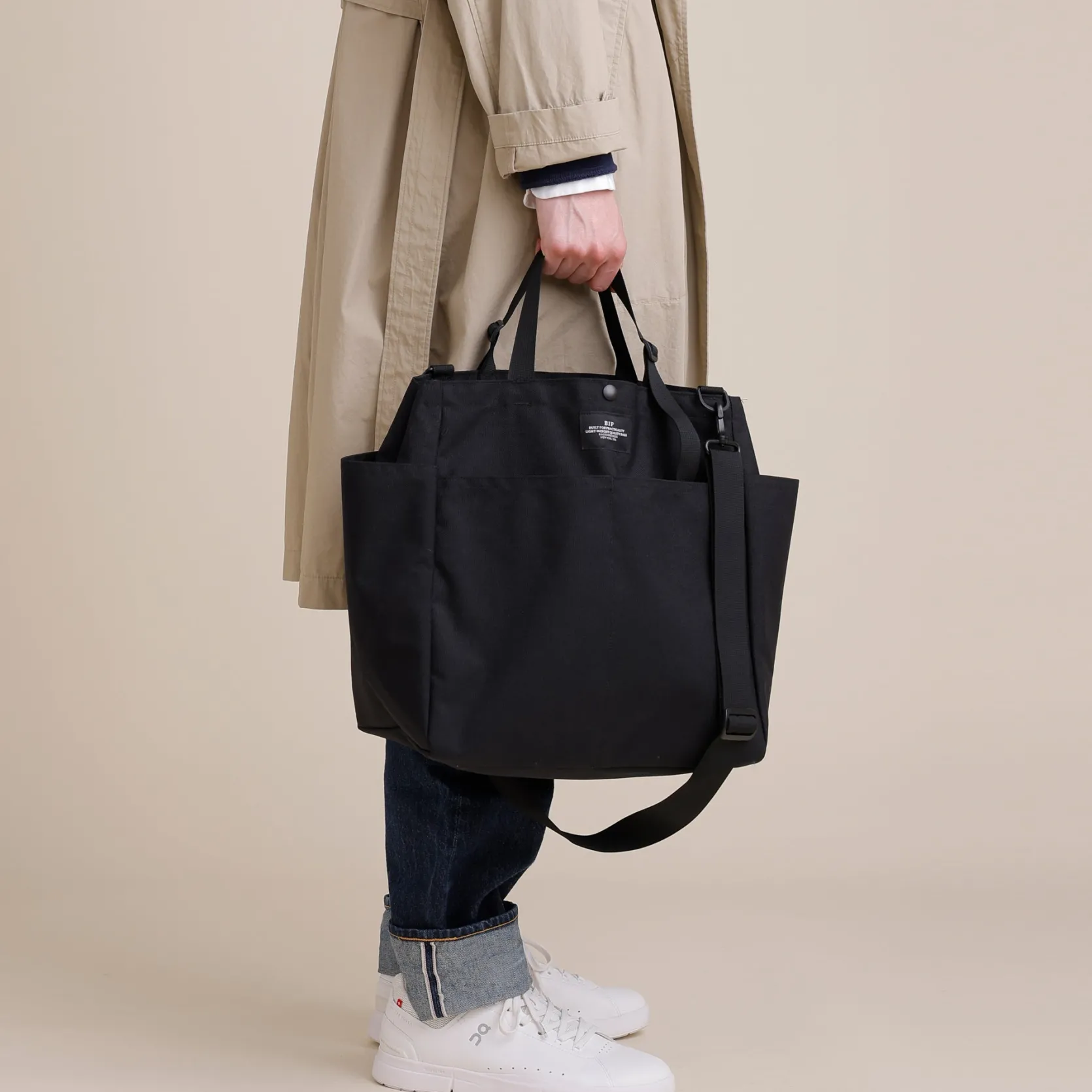 Carry-all Beach Bag - Canvas Nylon - Black
