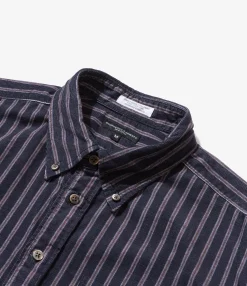 19 Century BD Shirt - Navy Regimental Stripe Printed Corduroy