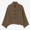 China Shirt - Brown - Polka Dot Jacquard