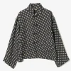 China Shirt - Navy - Polka Dot Jacquard