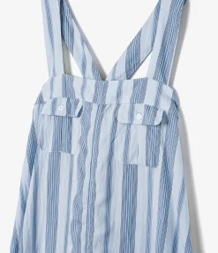 Cinch Dress - Lt. Blue Wide Stripe