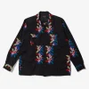 Classic Shirt - Black Cotton Floral Embroidery Sheeting
