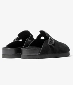 Clog Sandal - Black - Suede Leather