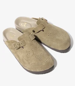 Clog Sandal - Taupe - Suede Leather