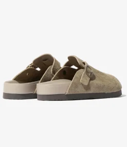 Clog Sandal - Taupe - Suede Leather