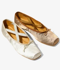 Color Combination Ballet Shoes - Tan - Sateen