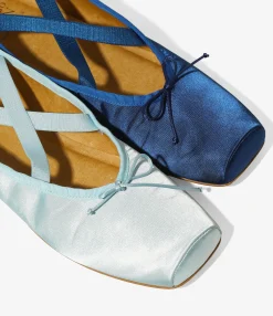 Color Combination Ballet Shoes - Blue - Sateen