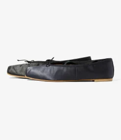 Color Combination Ballet Shoes - Black