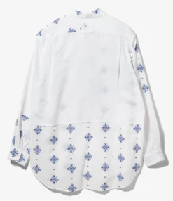 Combo Short Collar Shirt - White CP Crest Embroidery