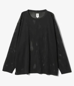 Crew Neck Shirt - Black - Knit Mesh