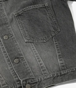 Darts Bottom Jean Jacket - Black - 12oz Denim
