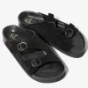 Double Strap Sandal - Black - Suede Leather