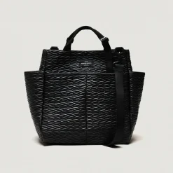 EG x BAGSINPROGRESS - Carry All Beach Bag - Black Quilted Fake Leather