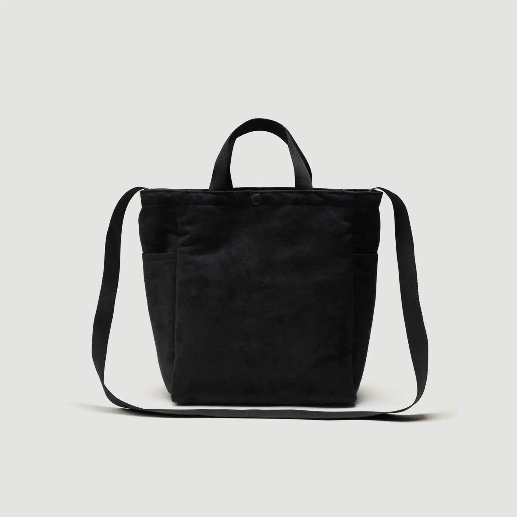 EG x BAGSINPROGRESS - Multi-Pocket Bag - Medium - Black Polyester Fake Suede