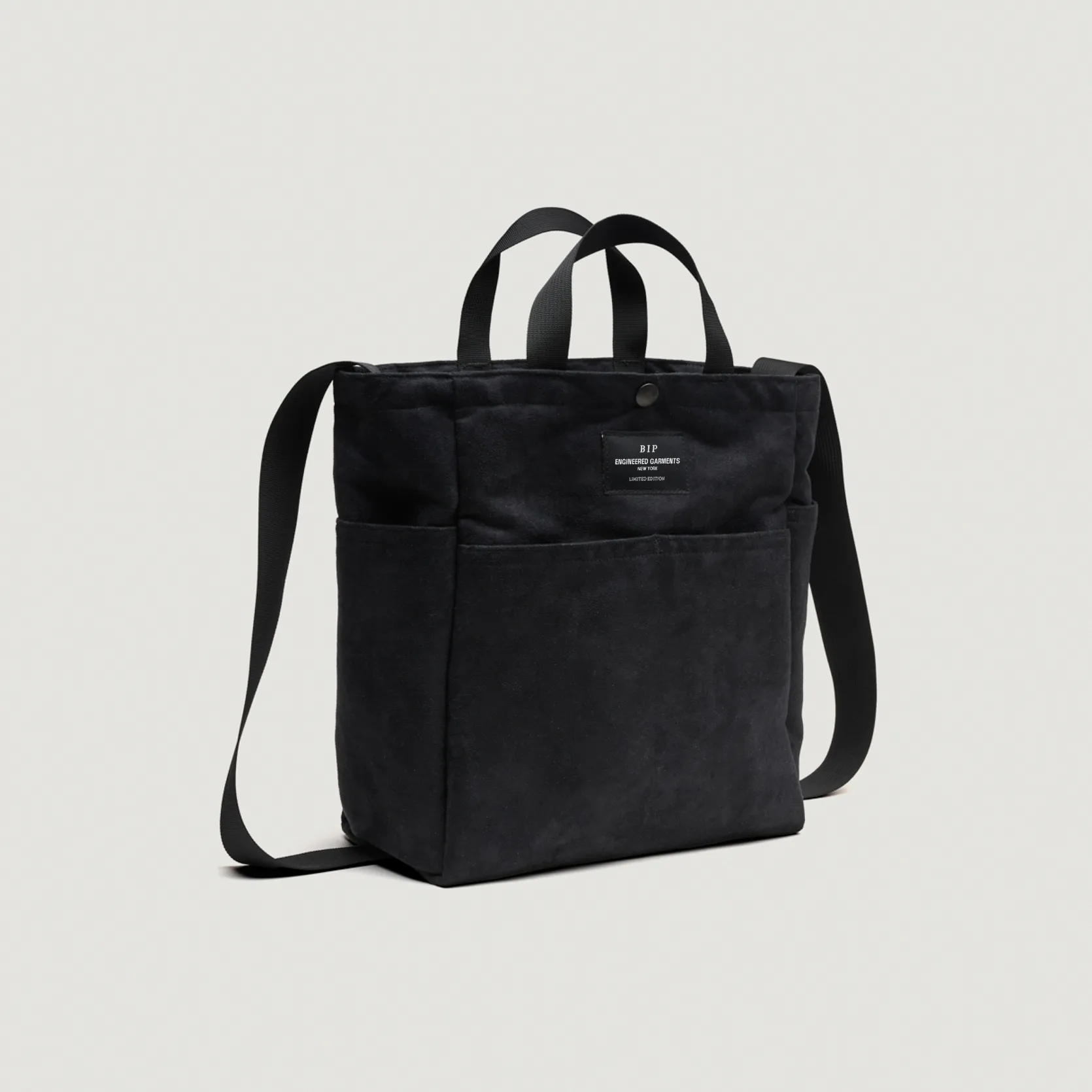 EG x BAGSINPROGRESS - Multi-Pocket Bag - Medium - Black Polyester Fake Suede