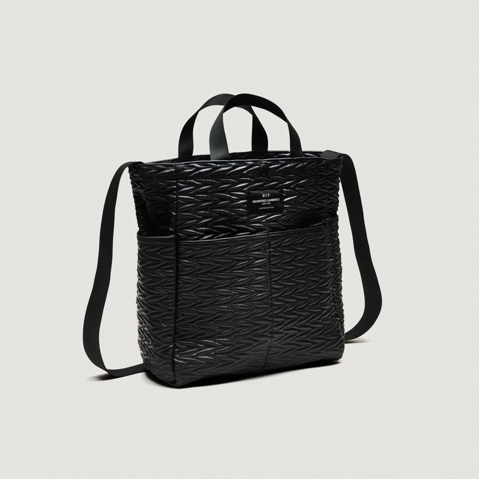EG x BAGSINPROGRESS - Multi-Pocket Bag - Medium - Black Quilted Fake Leather