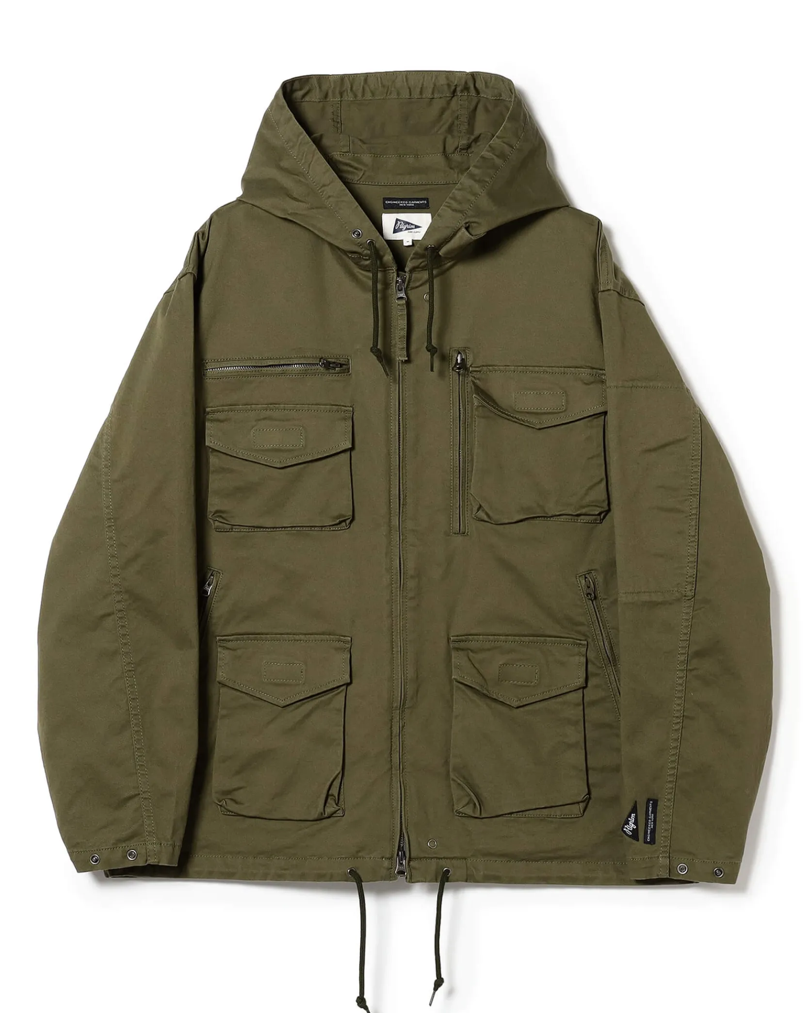 Engineered Garments x Pilgrim Surf Supply - Russel Zip Parka - Olive - Cotton Ventile