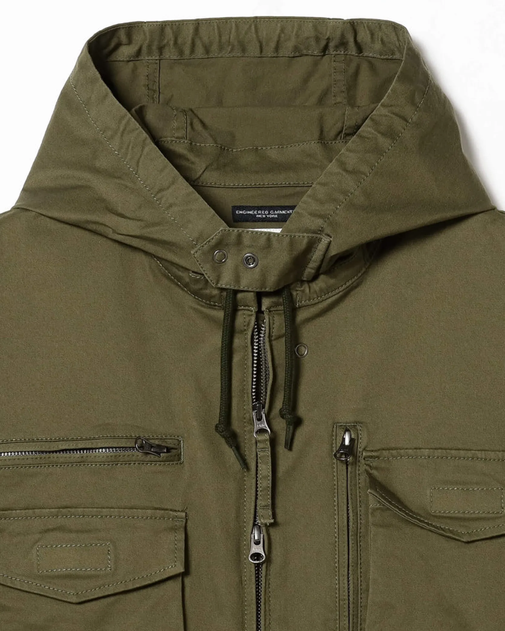 Engineered Garments x Pilgrim Surf Supply - Russel Zip Parka - Olive - Cotton Ventile
