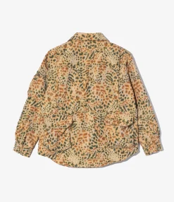 Explorer Shirt Jacket - Brown Polyester Leopard Print
