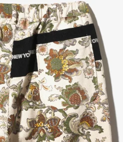 EZ Pant - Beige - 8W Corduroy / Botanical Printed