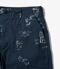 Fatigue Pant - Navy Animal Print 6.5oz Flat Twill
