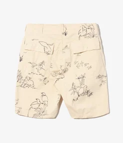 Fatigue Short - Natural Animal Print 6.5oz Flat Twill