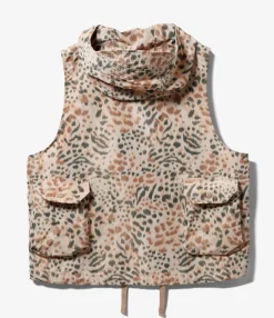 Field Vest - Brown Polyester Leopard Print